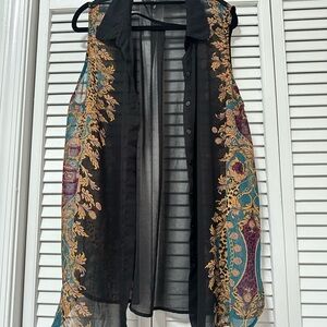 Buffalo David Bitton Black and Gold Sleeveless Embellished Blouse